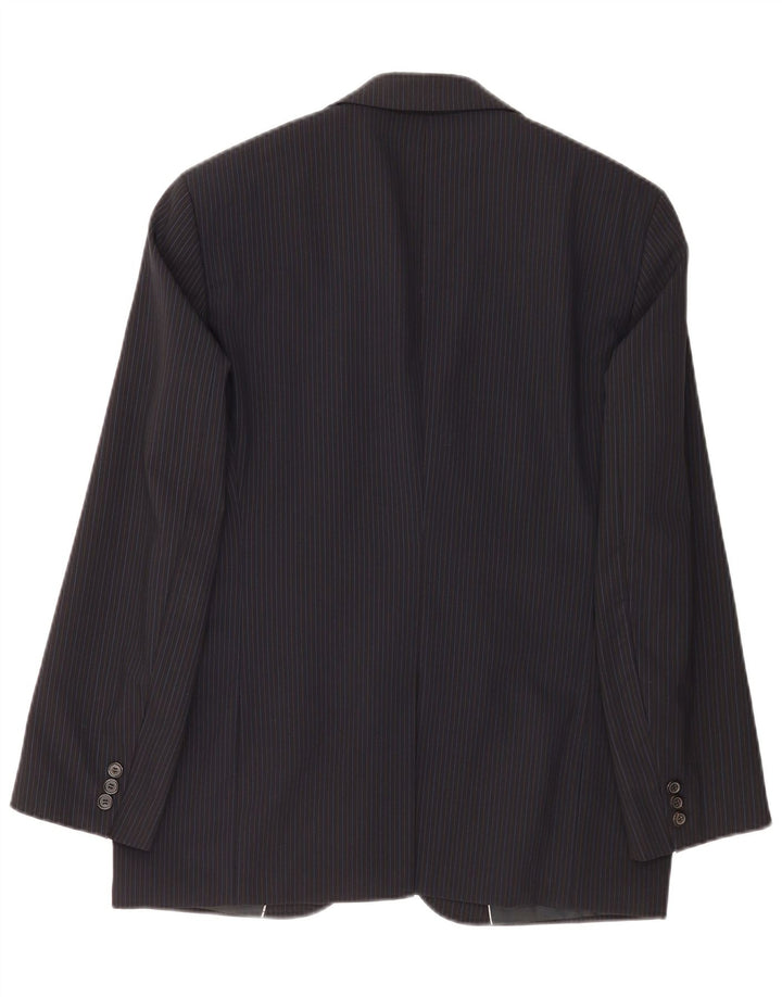Hugo Boss Mens 2 Button Blazer Jacket EU 48 Medium Navy Blue Pinstripe
