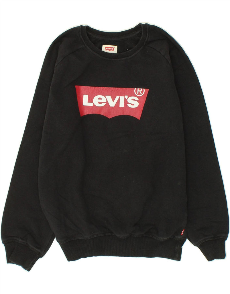 LEVI'S Boys Graphic Sweatshirt Jumper 10-11 Years XL Black Cotton | Vintage Levi's | Thrift | Second-Hand Levi's | Used Clothing | Messina Hembry 