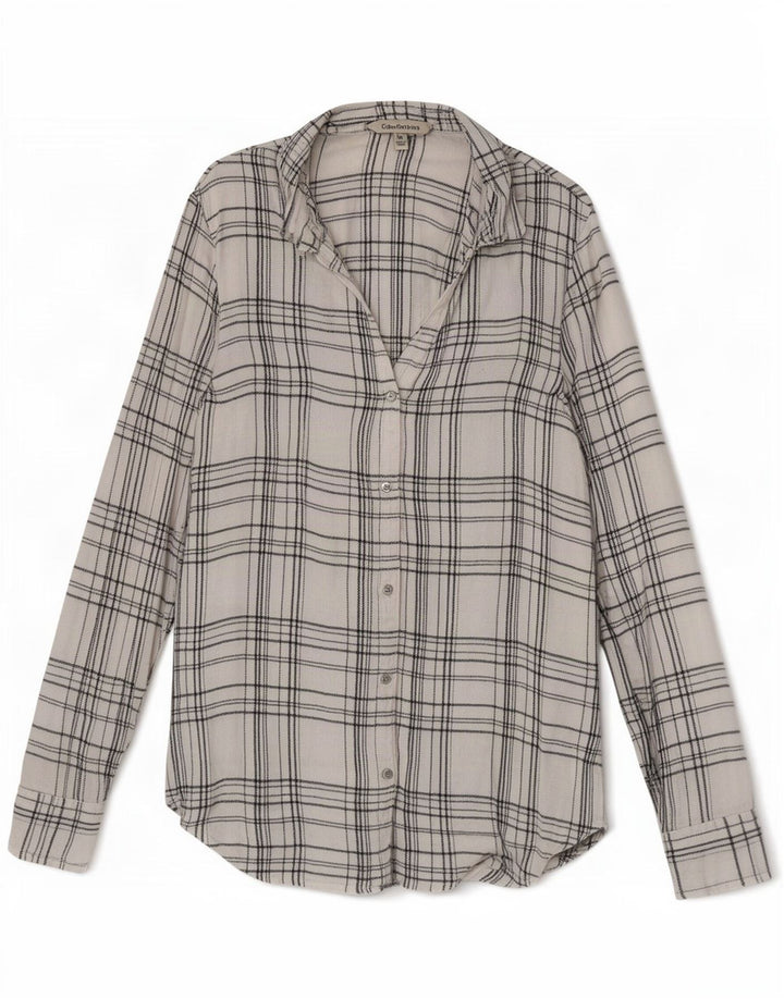 Calvin Klein Jeans Womens Shirt UK 12 Medium White Check