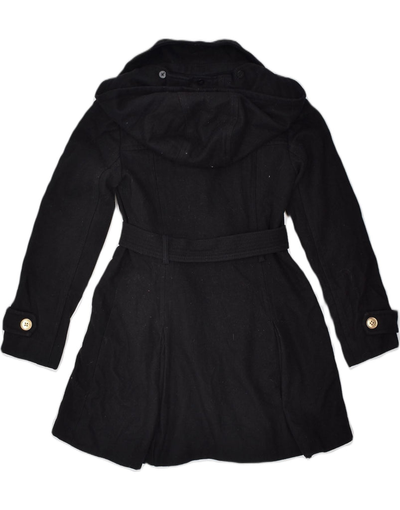 MICHAEL KORS Womens Hooded Overcoat US 4 Small Black Polyester | Vintage | Thrift | Second-Hand | Used Clothing | Messina Hembry 