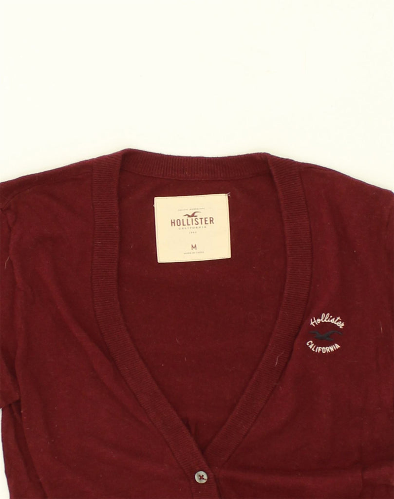 HOLLISTER Womens Cardigan Sweater UK 12 Medium Maroon Cotton | Vintage Hollister | Thrift | Second-Hand Hollister | Used Clothing | Messina Hembry 