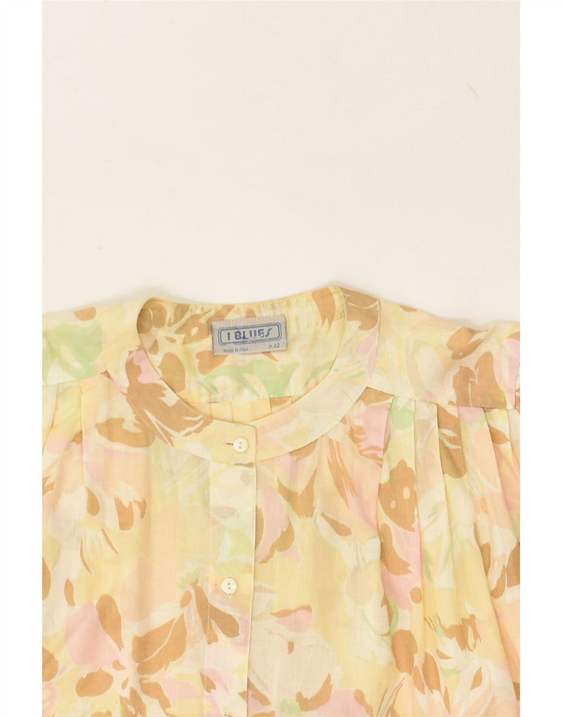 I BLUES Womens 3/4 Sleeve Shirt Blouse IT 42 Medium Yellow Floral | Vintage i Blues | Thrift | Second-Hand i Blues | Used Clothing | Messina Hembry 