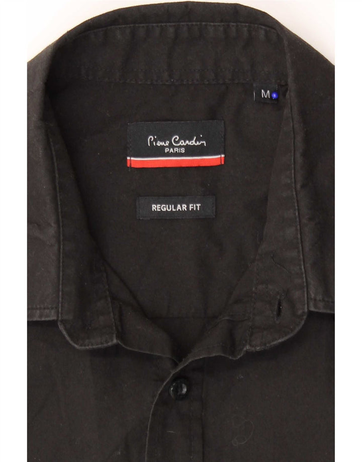 Pierre Cardin Mens Short Sleeve Regular Fit Shirt Medium Black Polyester