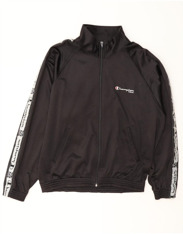 Champion Mens Graphic Tracksuit Top Jacket Medium Black Colourblock