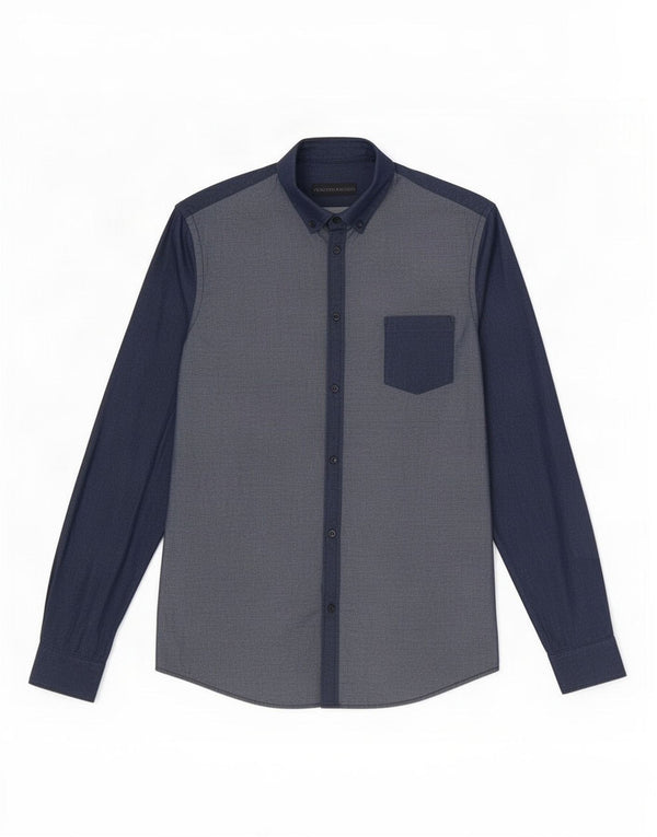 Trussardi Mens Shirt Size 40 Medium Navy Blue Cotton