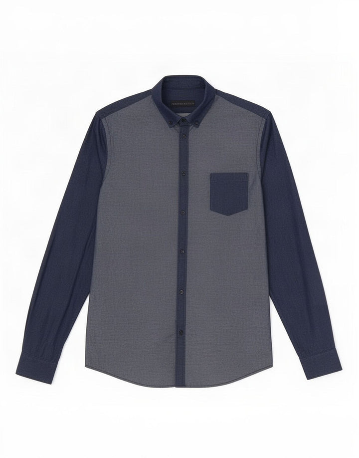 Trussardi Mens Shirt Size 40 Medium Navy Blue Cotton