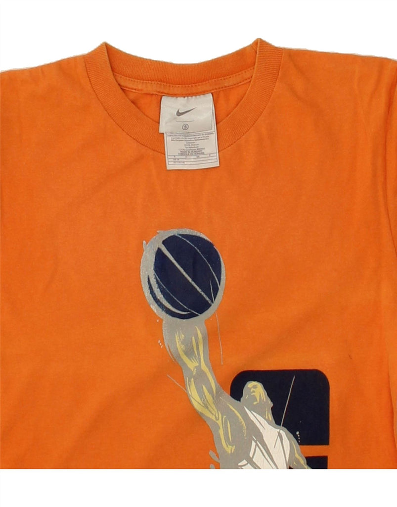 NIKE Boys Basketball Graphic T-Shirt Top 9-10 Years Small  Orange Cotton | Vintage Nike | Thrift | Second-Hand Nike | Used Clothing | Messina Hembry 