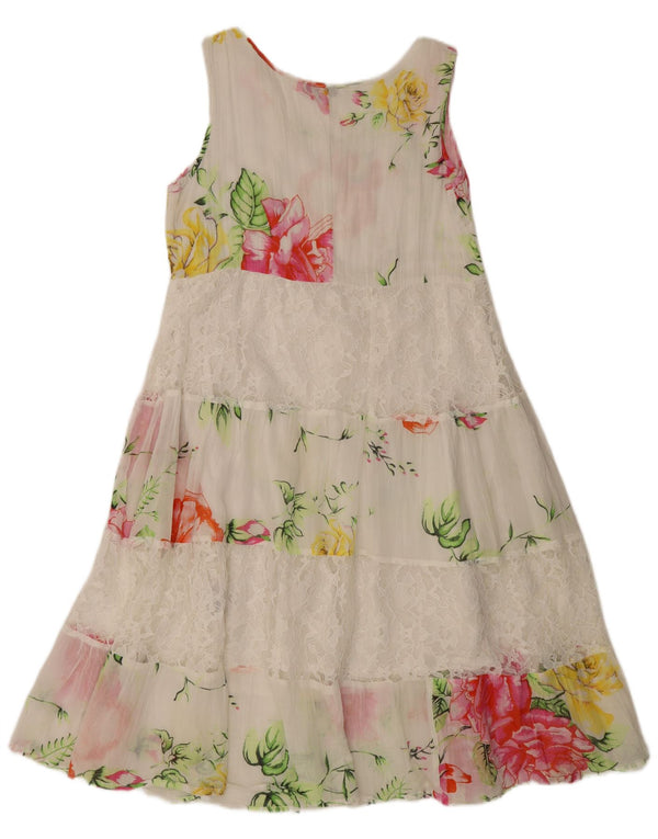 Positano by Jean Paul Womens Tiered Dress UK 10 Small White Floral
