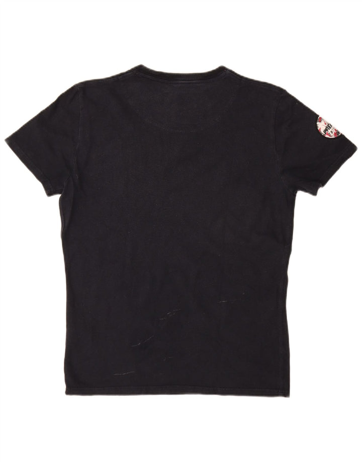 SUPERDRY Mens Graphic T-Shirt Top Medium Navy Blue Cotton