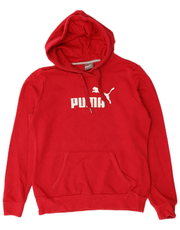 PUMA Womens Graphic Hoodie Jumper UK 10 Small Red Cotton