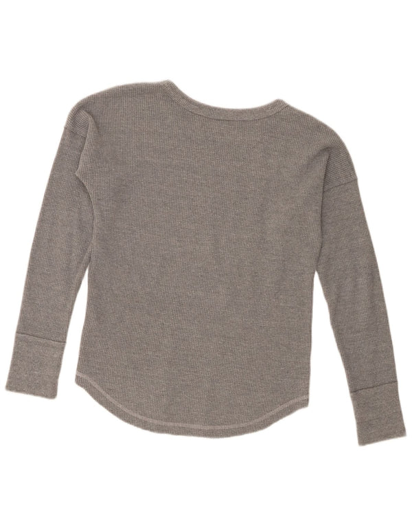 Abercrombie & Fitch Womens Oversized Graphic Top Long Sleeve UK 6 XS Grey