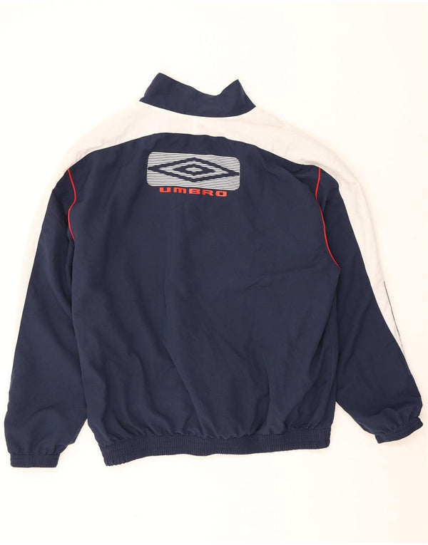 Umbro Mens Graphic Tracksuit Top Jacket XL Navy Blue Colourblock Polyester
