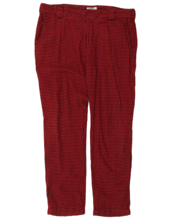 Carhartt Mens Straight Chino Trousers XL W40 L32 Red Houndstooth Cotton