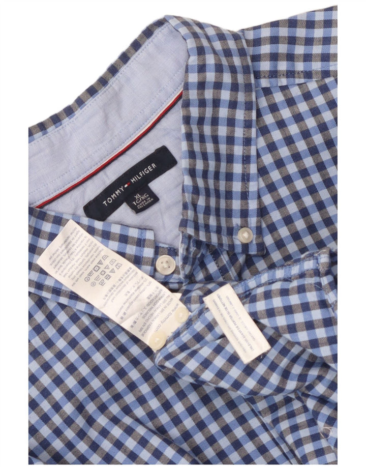 Tommy Hilfiger Mens Shirt XL Blue Gingham Cotton