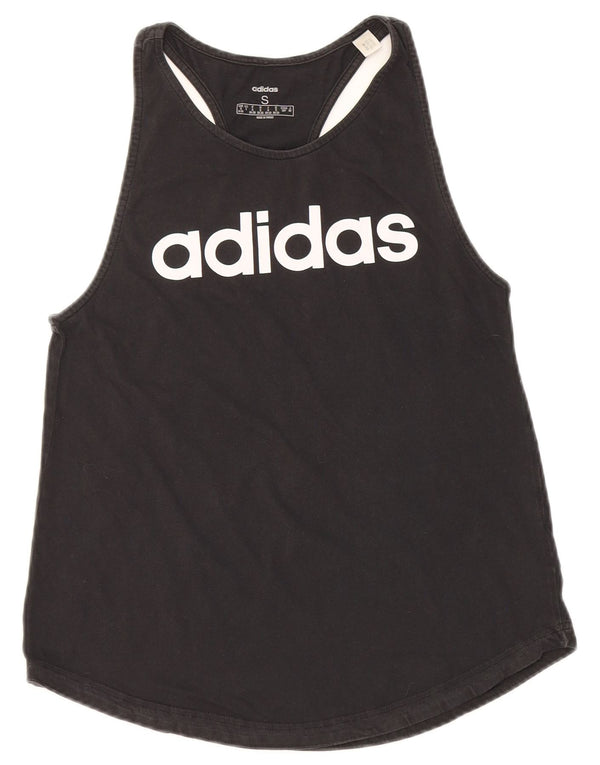 Adidas Womens Graphic Vest Top UK 8/10 Small Black Cotton