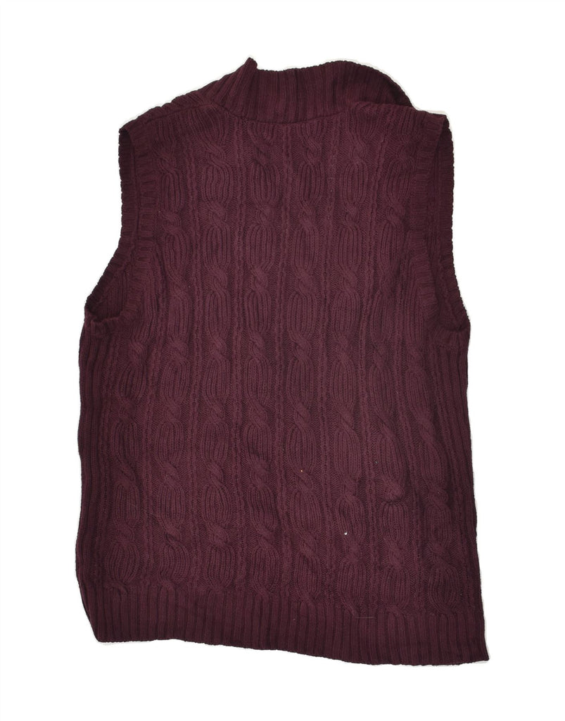 CHAPS Womens Sleeveless Cardigan Top UK 14 Medium Maroon Cotton | Vintage Chaps | Thrift | Second-Hand Chaps | Used Clothing | Messina Hembry 