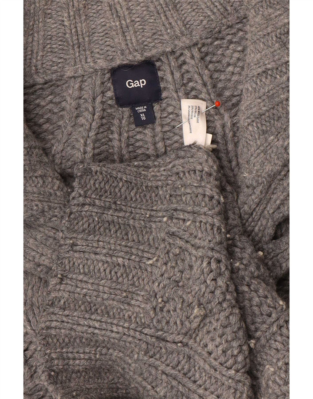 Gap Mens Button Neck Jumper Sweater XL Grey Wool