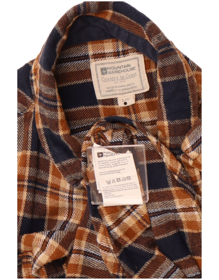MOUNTAIN WAREHOUSE Mens Grant Fit Flannel Shirt Large Brown Check Cotton