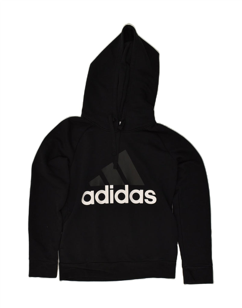 ADIDAS Womens Graphic Hoodie Jumper UK 14 Medium Black | Vintage Adidas | Thrift | Second-Hand Adidas | Used Clothing | Messina Hembry 