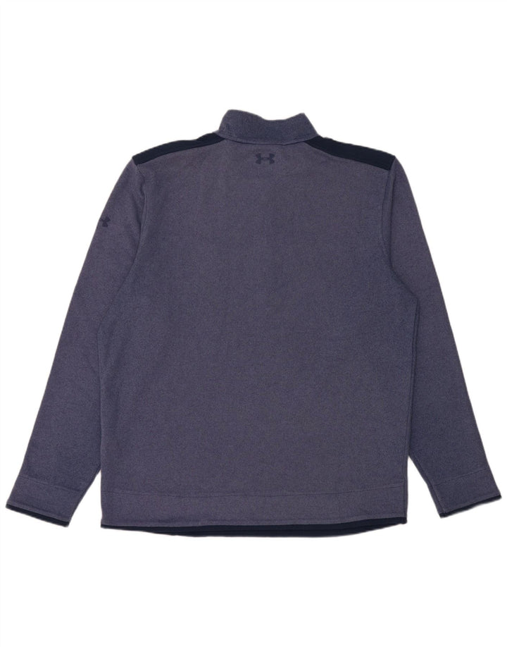 Under Armour Mens Zip Neck Pullover Tracksuit Top XL Navy Blue Polyester