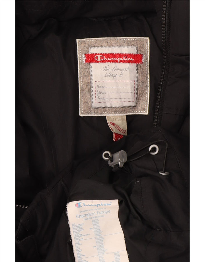 Champion Womens Hooded Padded Jacket UK 14 Medium Black Polyester