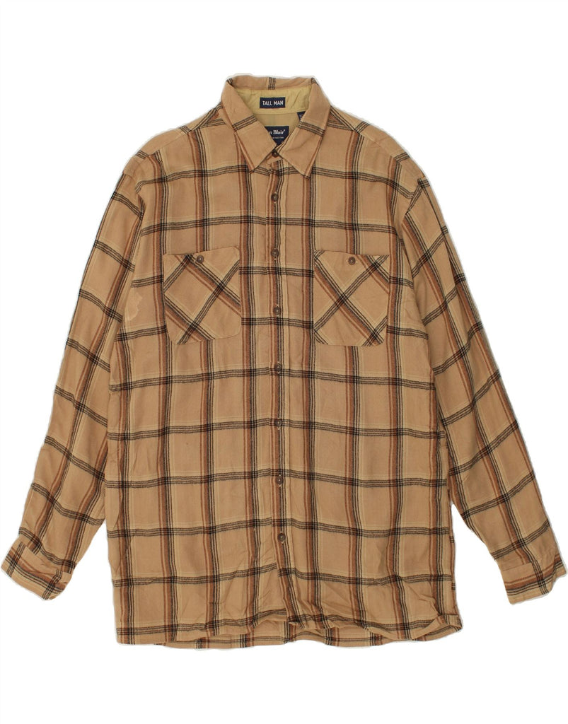 VINTAGE Mens Tall Shirt Large Brown Check Acrylic | Vintage Vintage | Thrift | Second-Hand Vintage | Used Clothing | Messina Hembry 