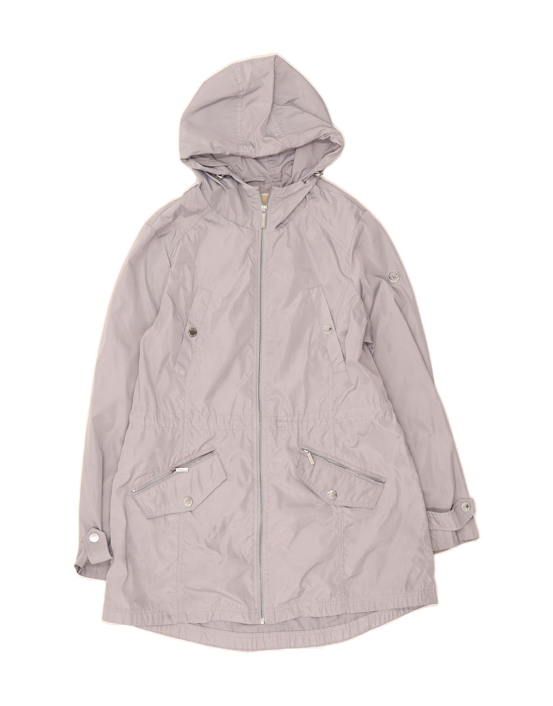 MICHAEL KORS Womens Hooded Raincoat UK 16 Large Grey Polyester Vintage Michael Kors and Second-Hand Michael Kors from Messina Hembry 