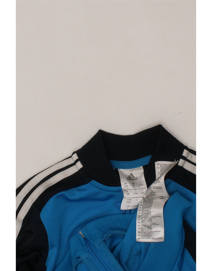 ADIDAS Boys Tracksuit Top Jacket 3-4 Years Blue Colourblock Polyester