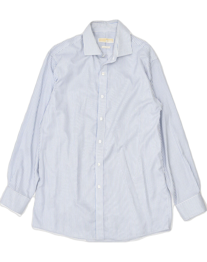 MICHAEL KORS Mens Shirt Size 16 Large Blue Pinstripe Cotton | Vintage | Thrift | Second-Hand | Used Clothing | Messina Hembry 