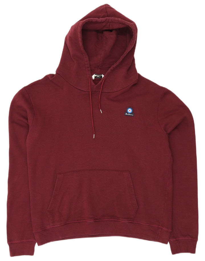 Ben Sherman Mens Hoodie Jumper XL Burgundy Cotton