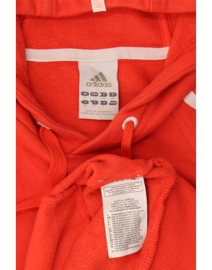 ADIDAS Womens Graphic Hoodie Jumper UK 12 Medium Orange Cotton Vintage Adidas and Second-Hand Adidas from Messina Hembry 