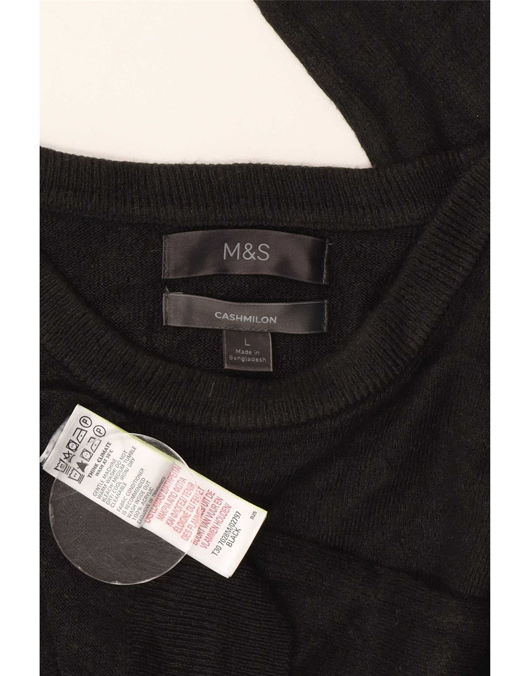 Marks & Spencer Mens Crew Neck Jumper Sweater Large Black Acrylic