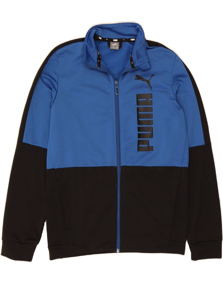 PUMA Boys Graphic Tracksuit Top Jacket 13-14 Years Navy Blue Colourblock Vintage Puma and Second-Hand Puma from Messina Hembry 