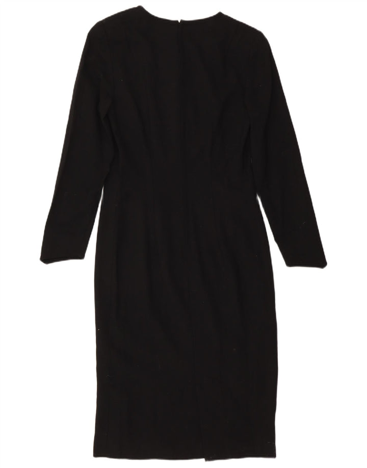Vintage Womens Long Sleeve Sheath Dress IT 42 Medium Black