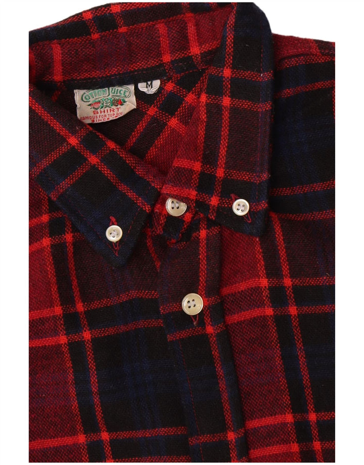 Vintage Mens Flannel Shirt Medium Red Check Cotton