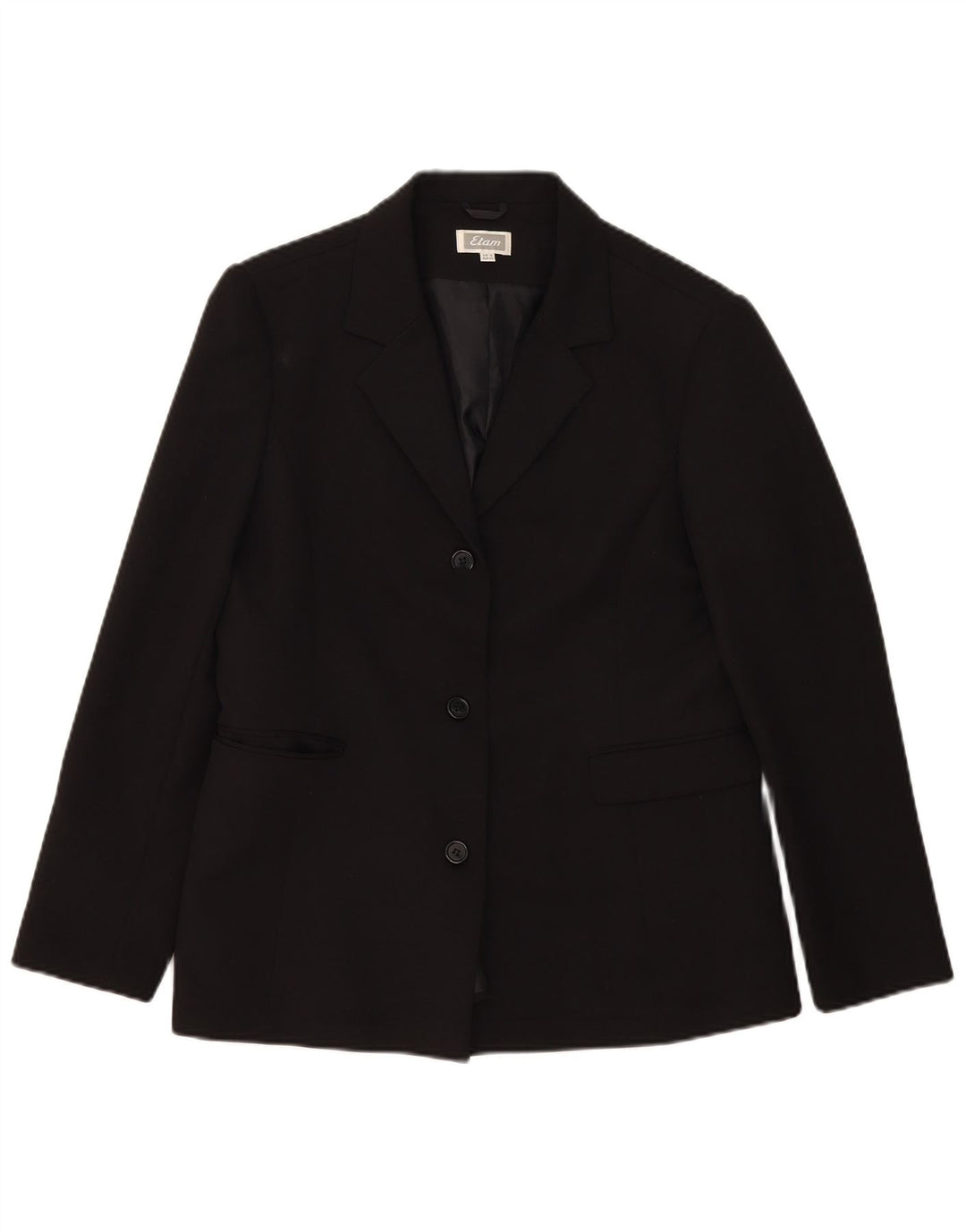 Etam Womens 3 Button Blazer Jacket UK 16 Large Black Polyester