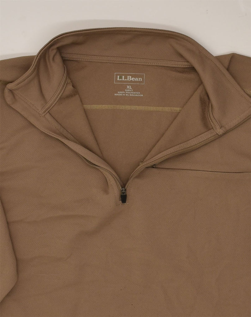 L.L.BEAN Mens Zip Neck Pullover Tracksuit Top XL Brown Polyester | Vintage L.L.Bean | Thrift | Second-Hand L.L.Bean | Used Clothing | Messina Hembry 