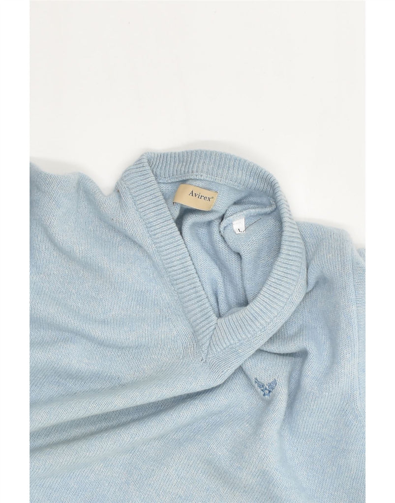 AVIREX Mens V-Neck Jumper Sweater Large Blue Wool | Vintage Avirex | Thrift | Second-Hand Avirex | Used Clothing | Messina Hembry 