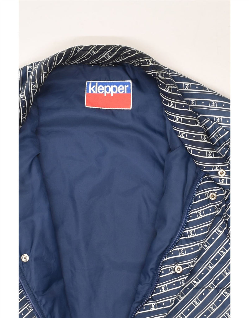 KLEPPER Mens Padded Gilet UK 38 Medium Navy Blue Striped | Vintage Klepper | Thrift | Second-Hand Klepper | Used Clothing | Messina Hembry 