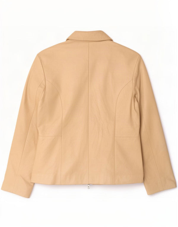 Vintage Womens Leather Jacket IT 46 Large Beige