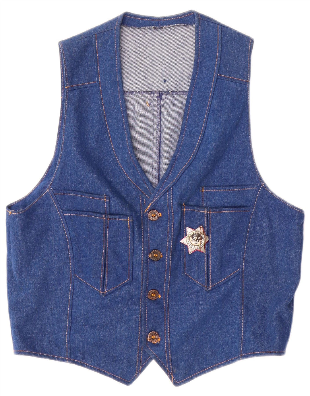 VINTAGE Womens Denim Waistcoat UK 14 Medium Blue