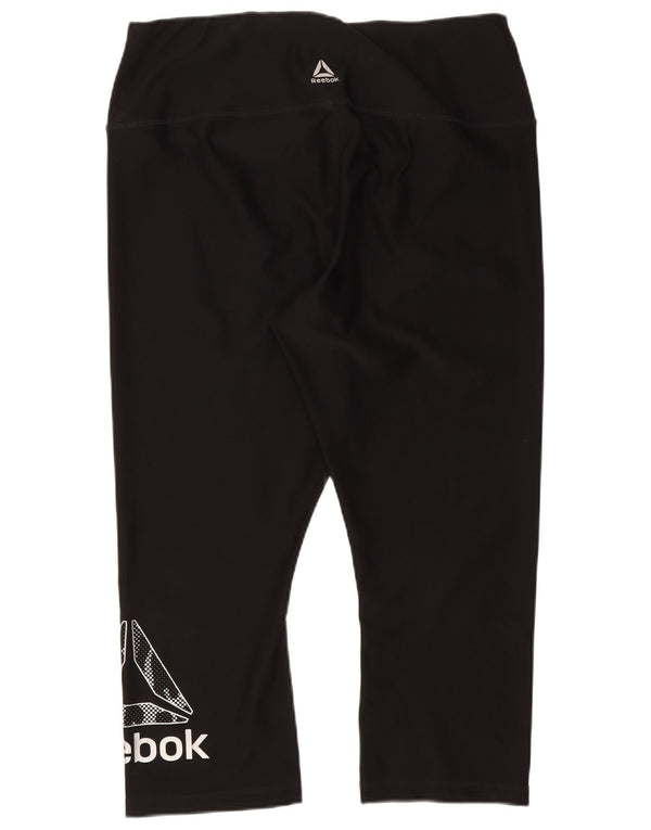 Reebok Womens Graphic Capri Leggings UK 14 Large Black