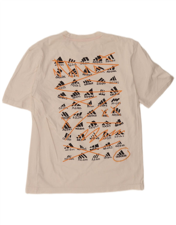 ADIDAS Mens Graphic T-Shirt Top Small White Cotton