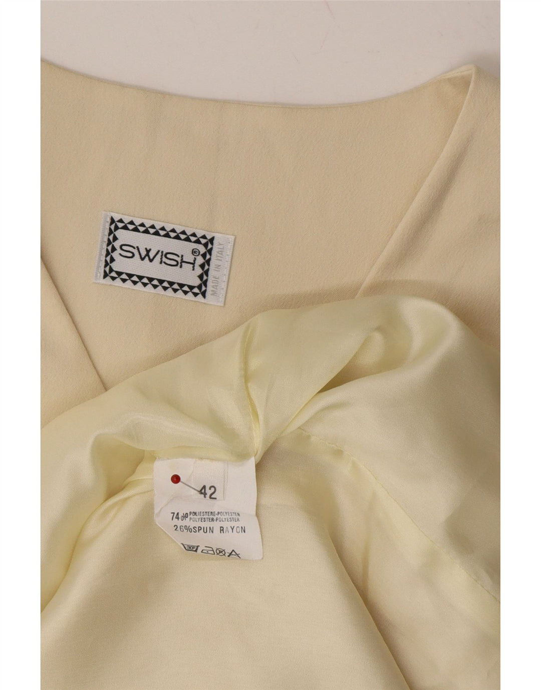 SWISH Womens Sleeveless 7 button Blazer Jacket IT 42 Medium Off White Vintage Swish and Second-Hand Swish from Messina Hembry 