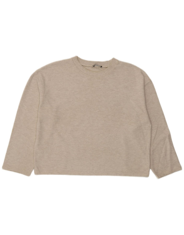Zara Womens Oversized Top Long Sleeve UK 16 Large Off White