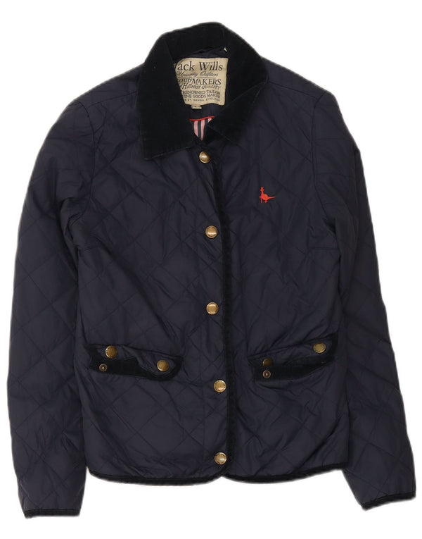 Jack Wills Womens Quilted Jacket UK 10 Small Navy Blue Nylon