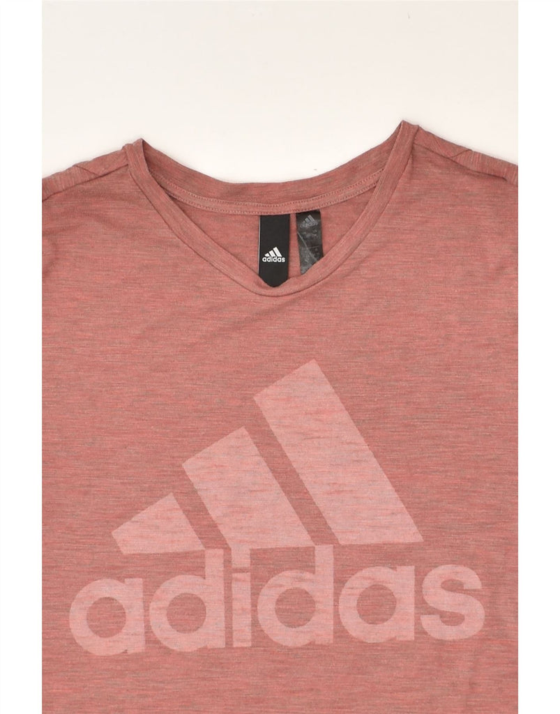 ADIDAS Womens Graphic T-Shirt Top UK 12/14 Medium Pink Polyester | Vintage Adidas | Thrift | Second-Hand Adidas | Used Clothing | Messina Hembry 