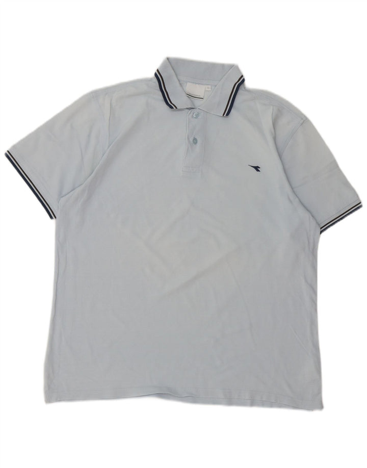 Diadora Mens Polo Shirt Large Blue Cotton