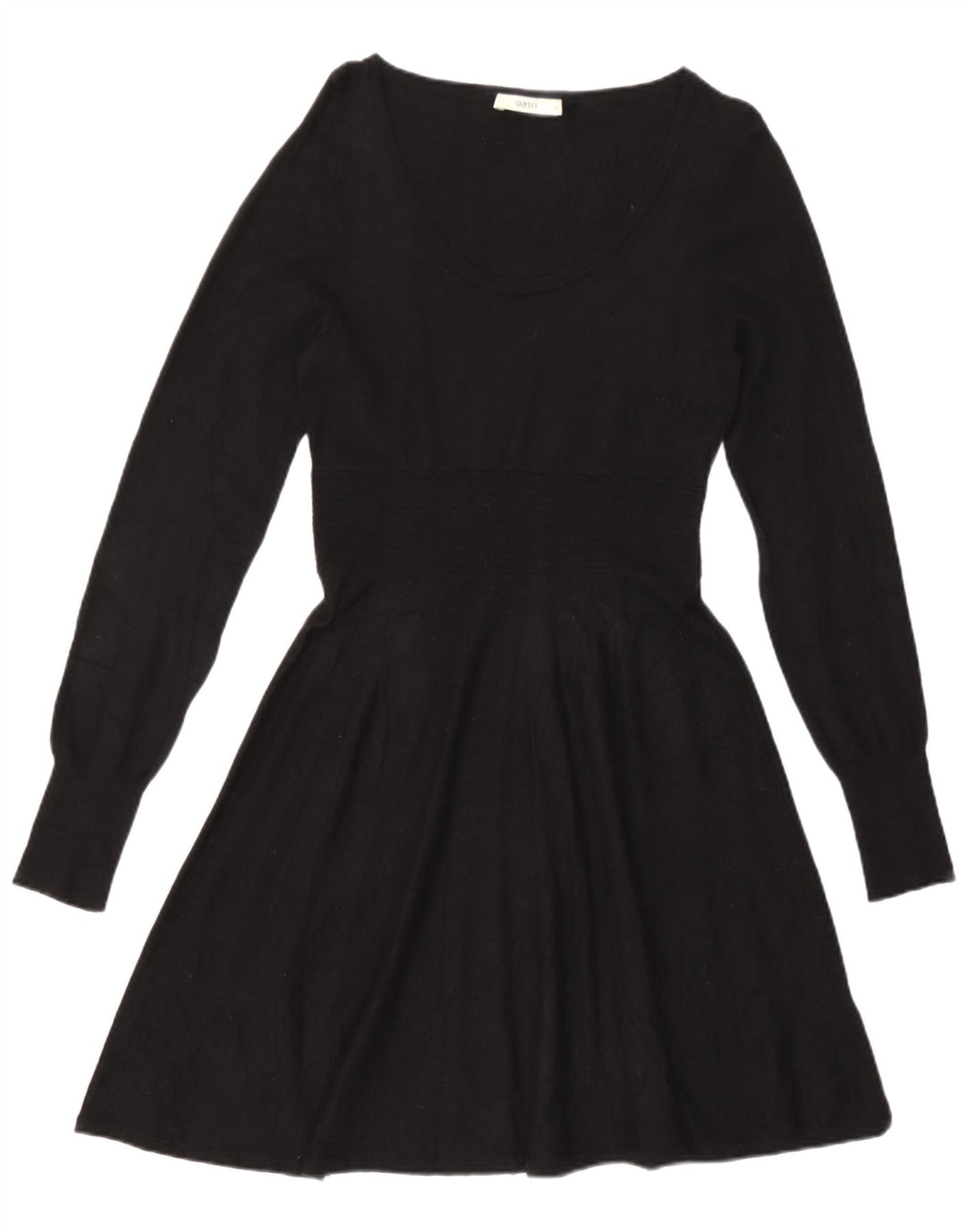 Oasis Womens Long Sleeve A-Line Dress UK 12 Medium Black Viscose