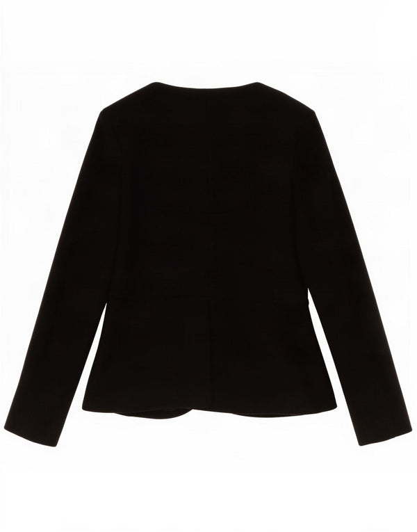 Topshop Womens Full Zip Blazer Jacket UK 14 Large Black Polyester
